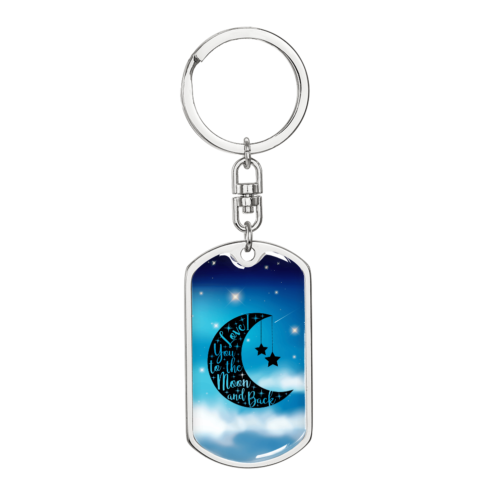 Love - To the moon and back - Dog Tag Keychain
