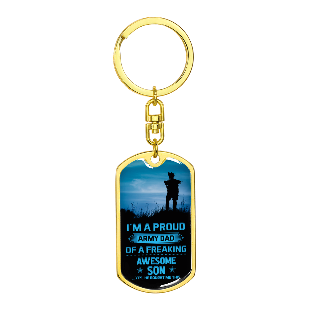 Dad - Proud Army Dad - Dog Tag Keychain
