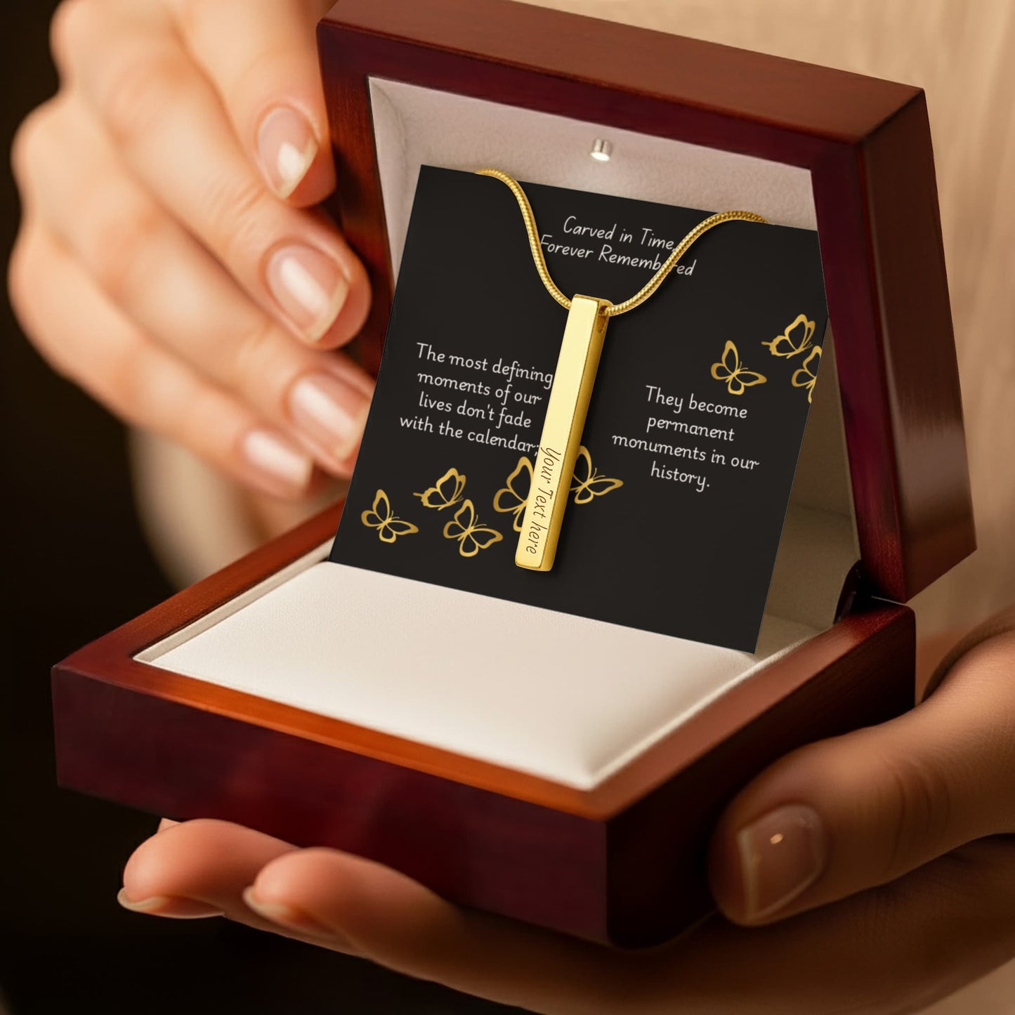 The "Roman Numeral Milestone" Engraved Vertical Stick Necklace