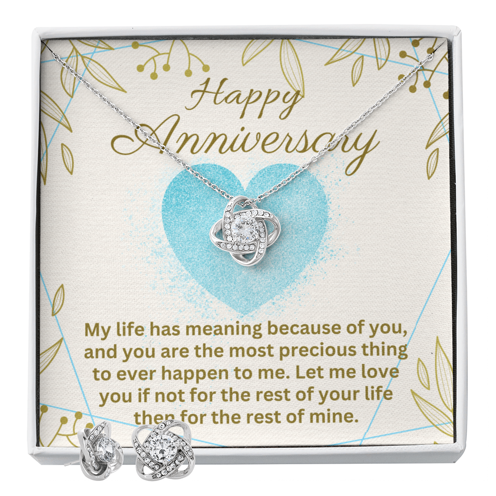 Anniversary - My life has meaning - Love Knot Necklace & Earring Set