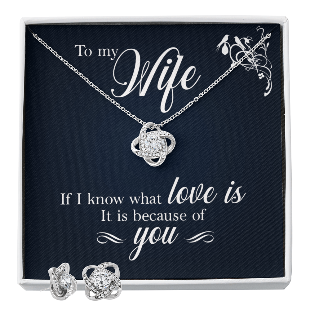To Wife - If I know - Love Knot Necklace & Earring Set