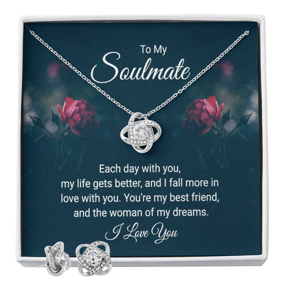 To Soulmate - Each day with you - Love Knot Necklace & Earring Set