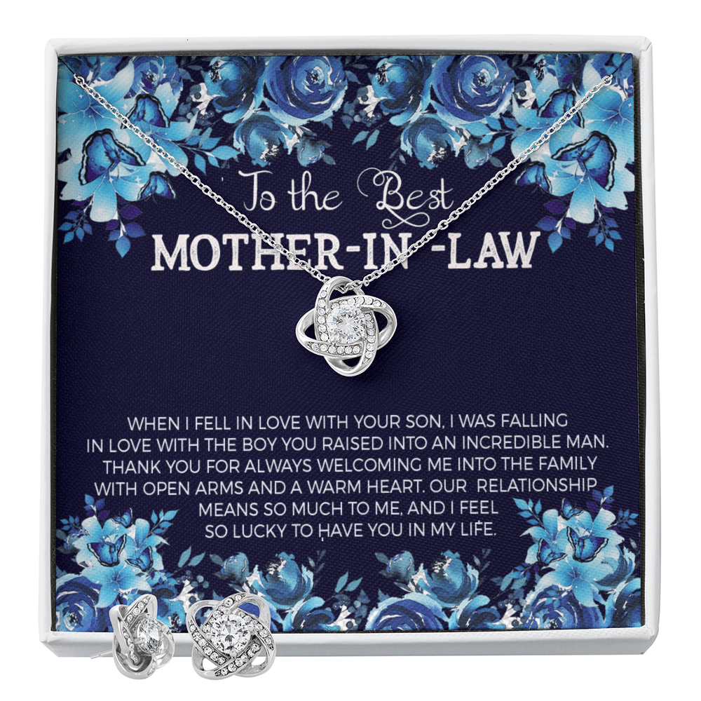 To Mother In Law - When I fell in love - Love Knot Necklace & Earring Set