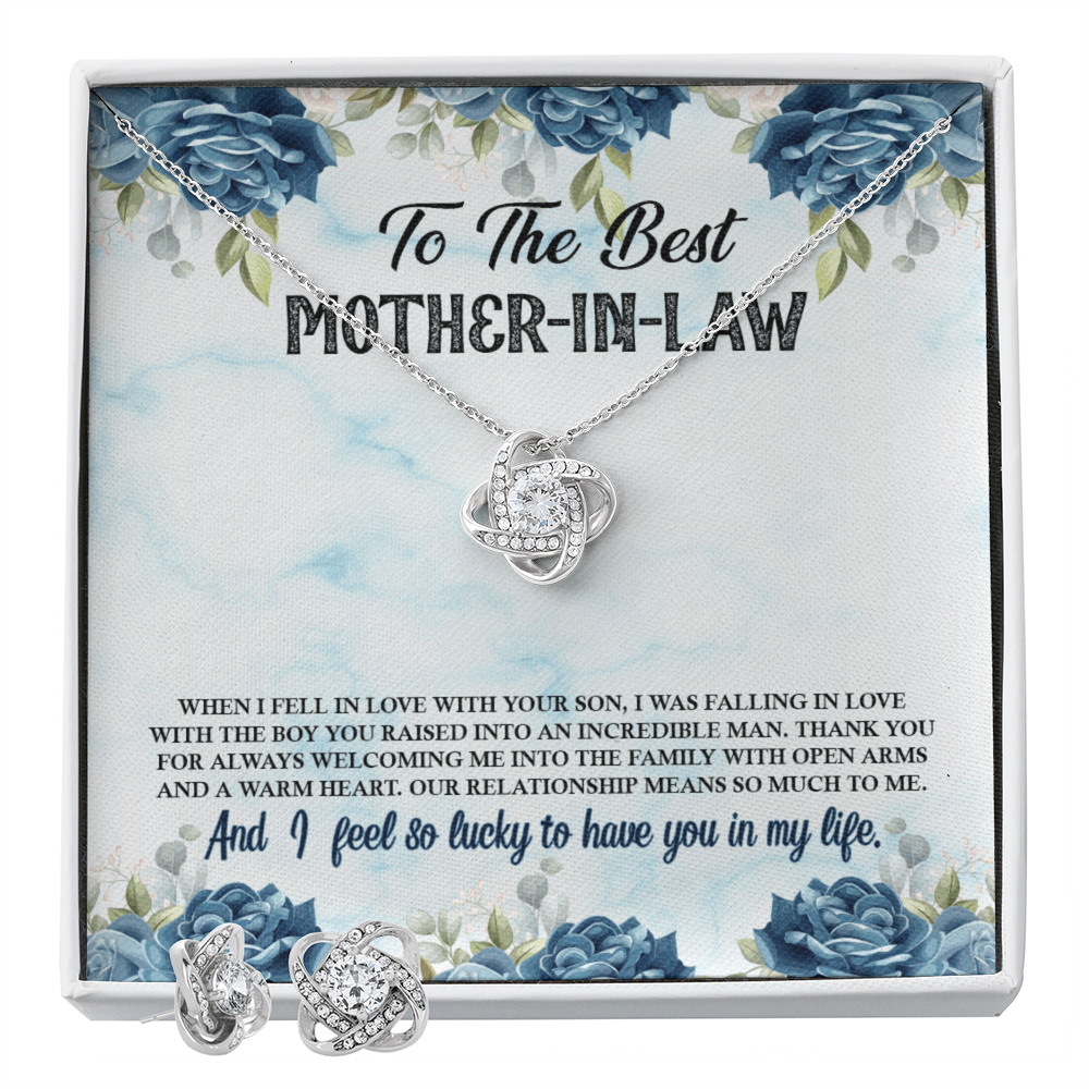 To Mother In Law - When I fell in love - Love Knot Necklace & Earring Set