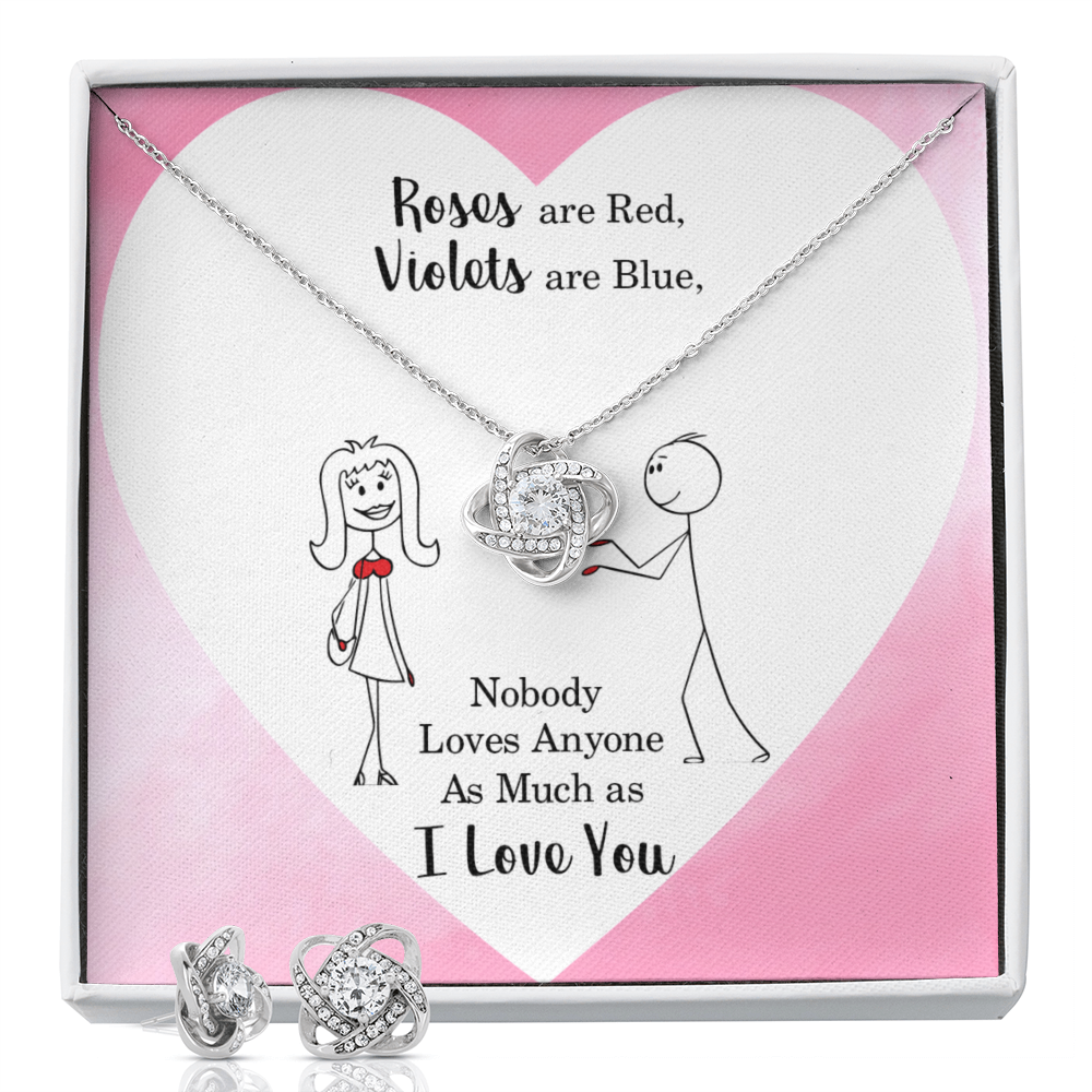 To love - Roses are red - Love Knot Necklace & Earring Set