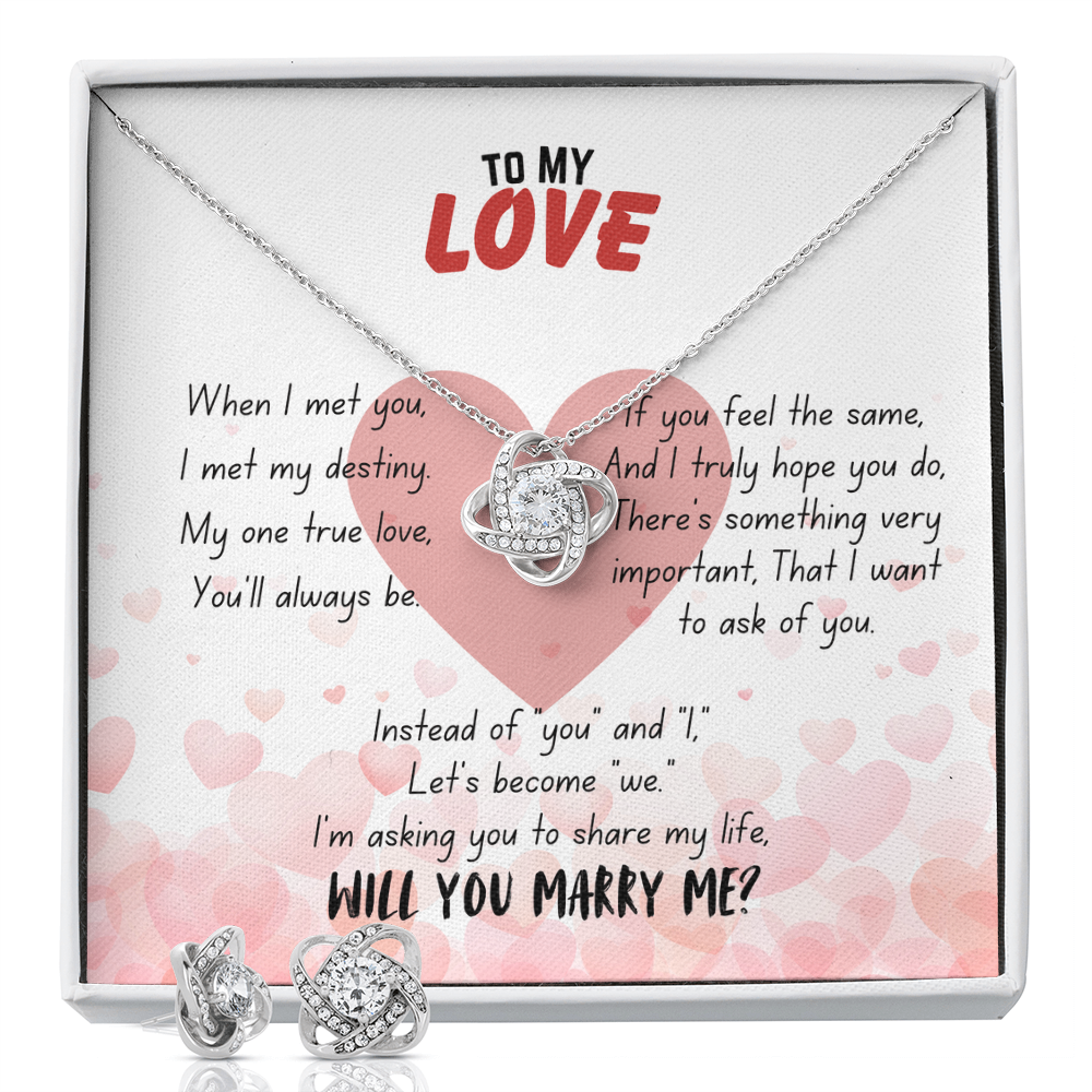 To my love - When I met you - Love Knot Necklace & Earring Set