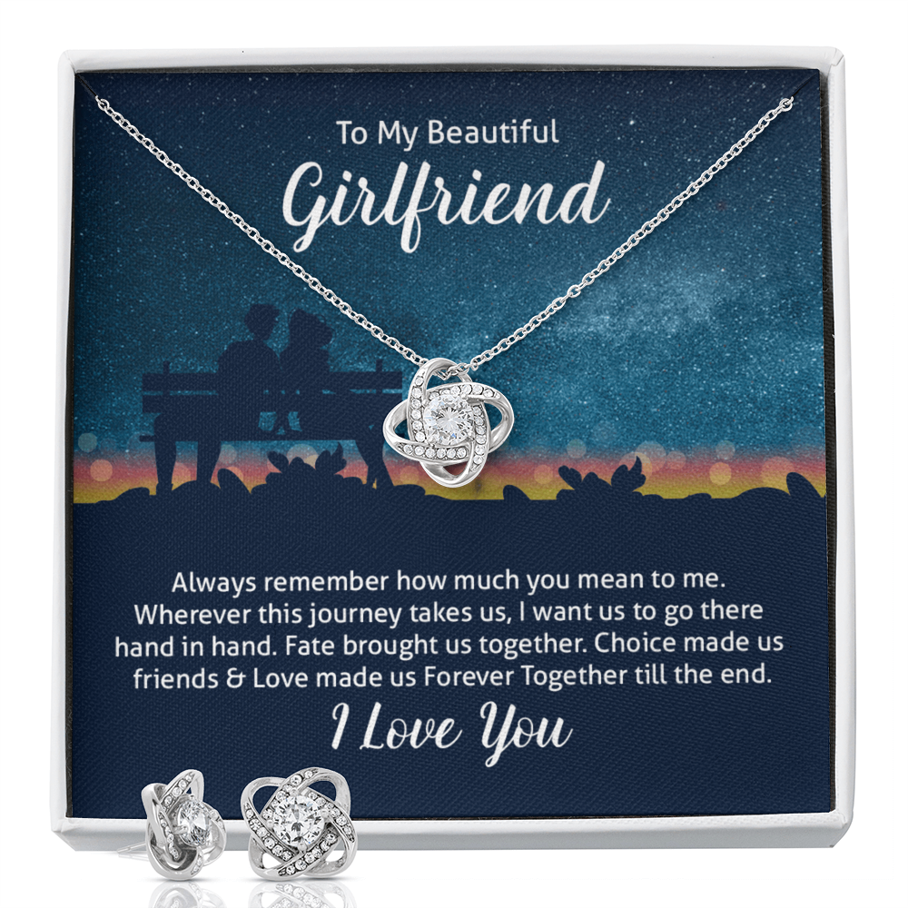 To Girlfriend - Always remember - Love Knot Necklace & Earring Set