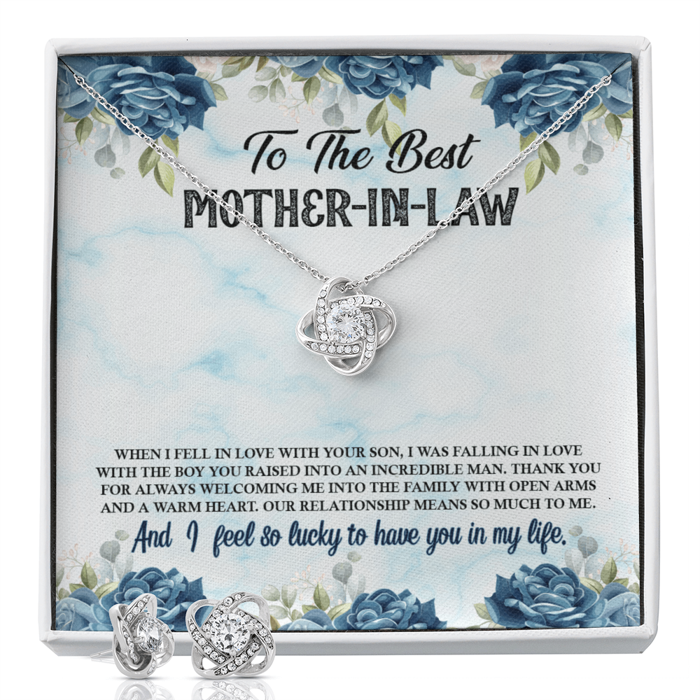 To Mother In Law - When I fell in love - Love Knot Necklace & Earring Set