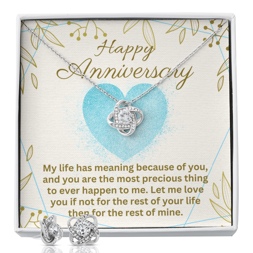 Anniversary - My life has meaning - Love Knot Necklace & Earring Set