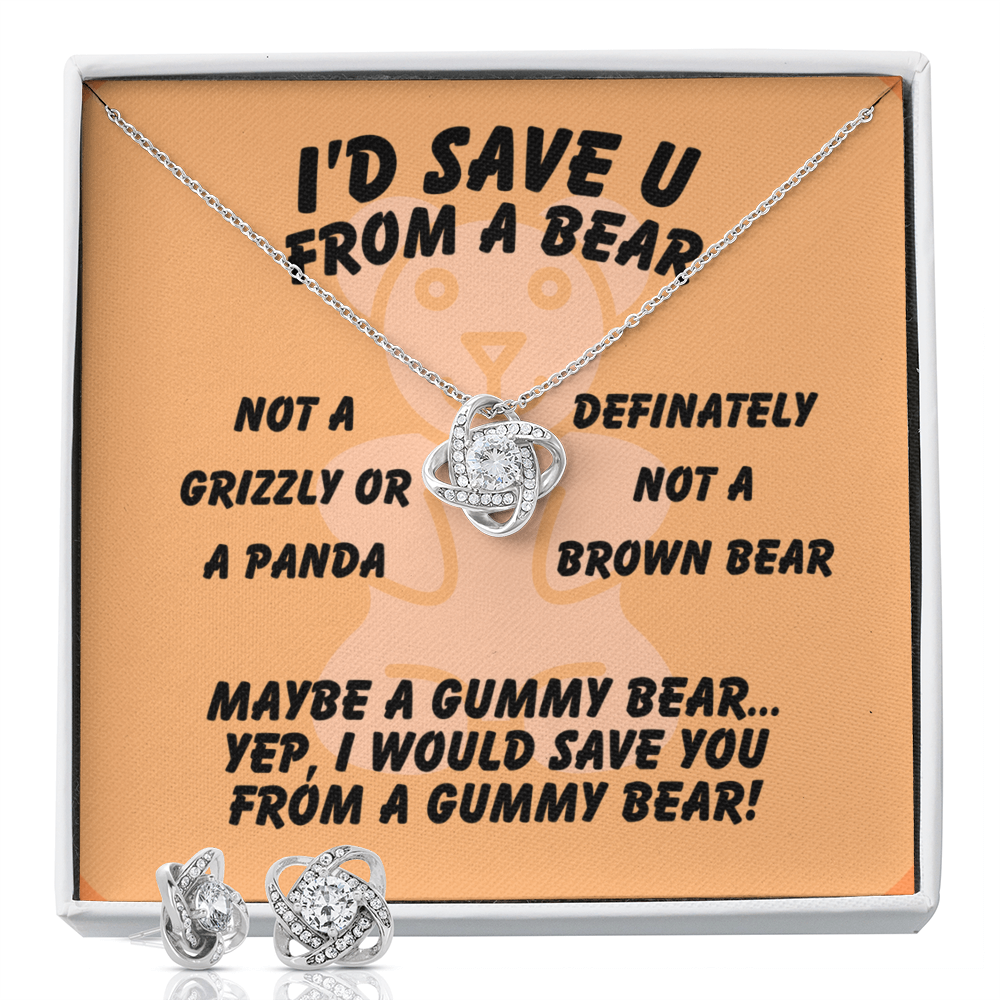 I'd save U - From a bear - Love Knot Necklace & Earring Set