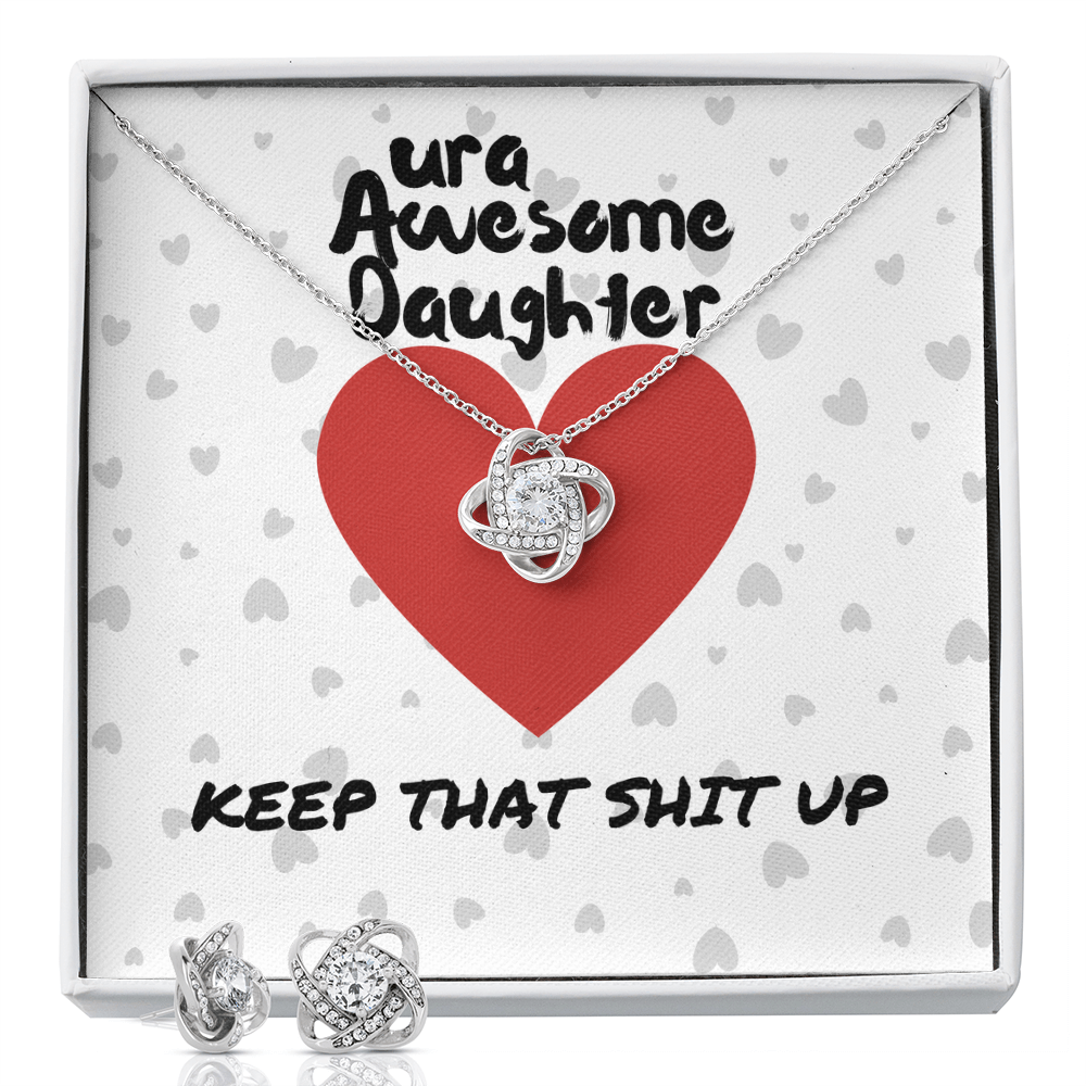 ura Awesome Daughter - Keep that - Love Knot Necklace & Earring Set