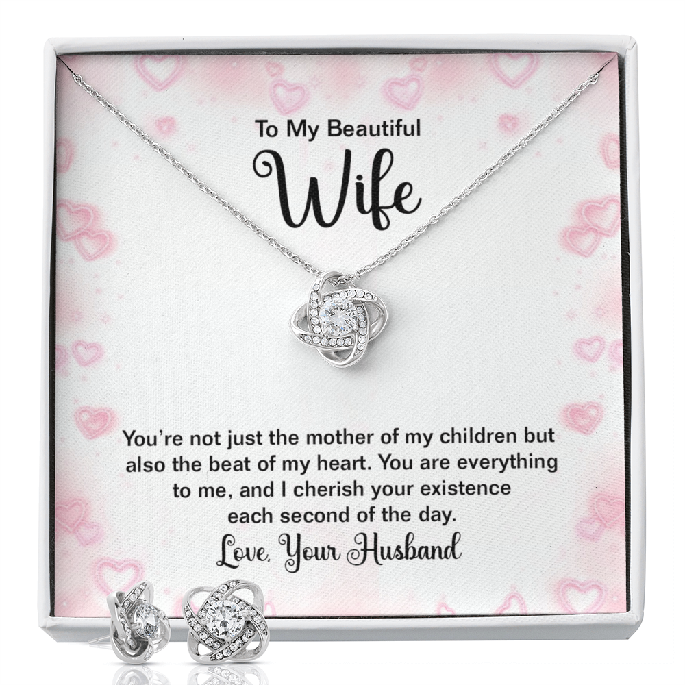To Wife - You're not just - Love Knot Necklace & Earring Set