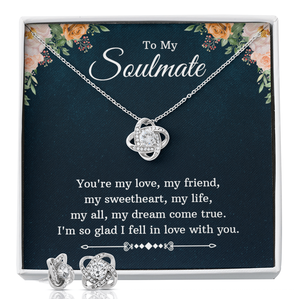 To Soulmate - You're my love - Love Knot Necklace & Earring Set