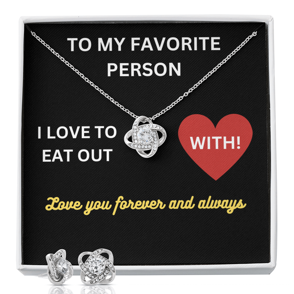 Love - My favorite person - Love Knot Necklace & Earring Set