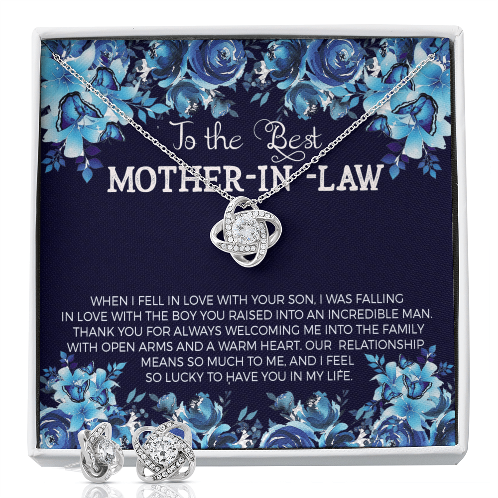 To Mother In Law - When I fell in love - Love Knot Necklace & Earring Set