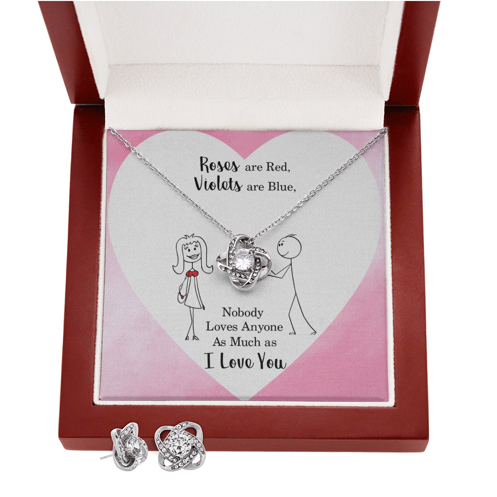 To love - Roses are red - Love Knot Necklace & Earring Set