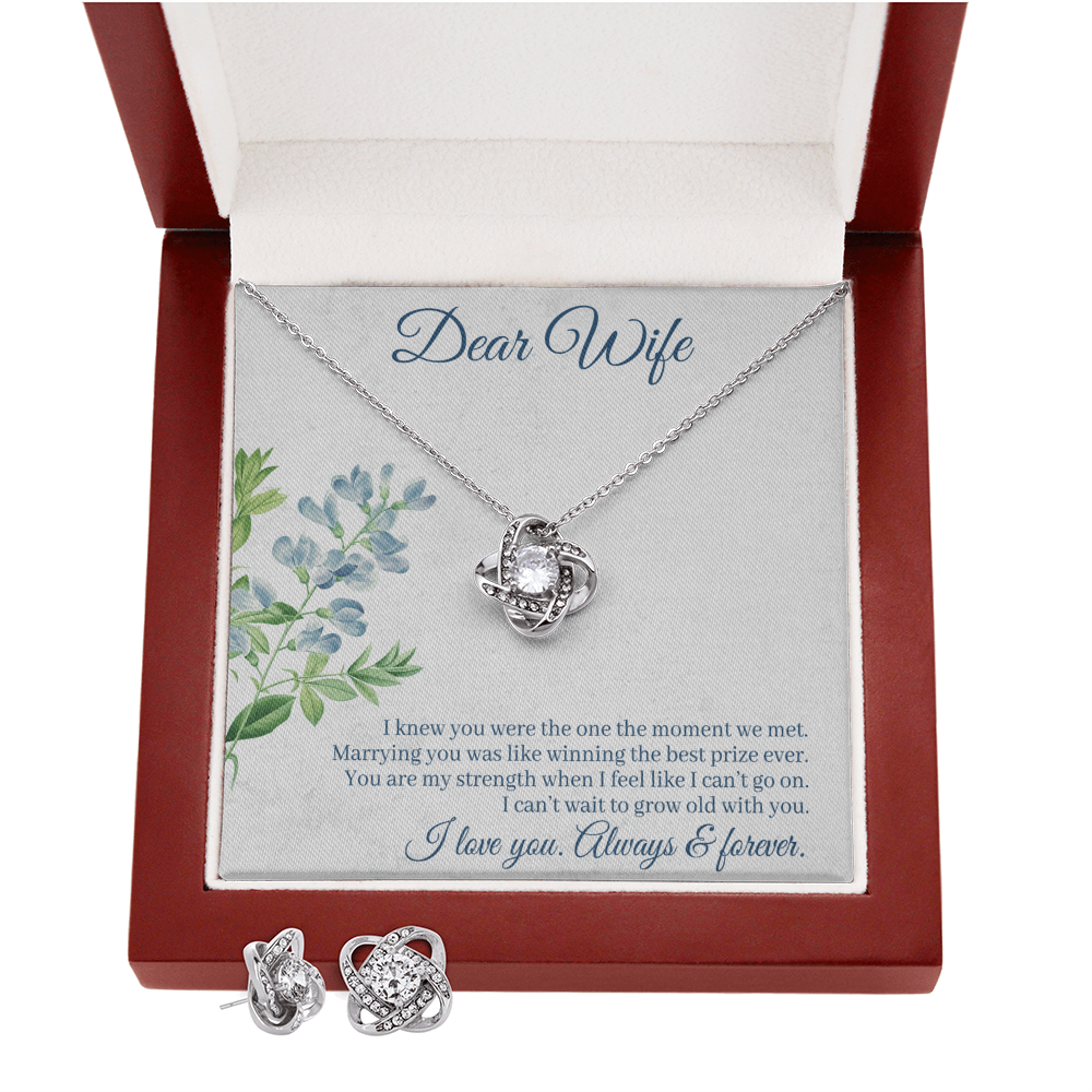 To Wife - I knew you were - Love Knot Necklace & Earring Set