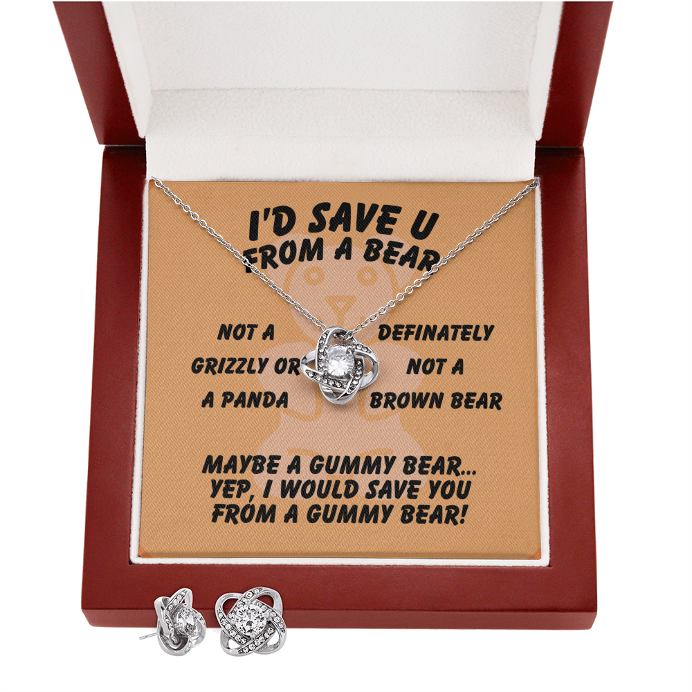 I'd save U - From a bear - Love Knot Necklace & Earring Set