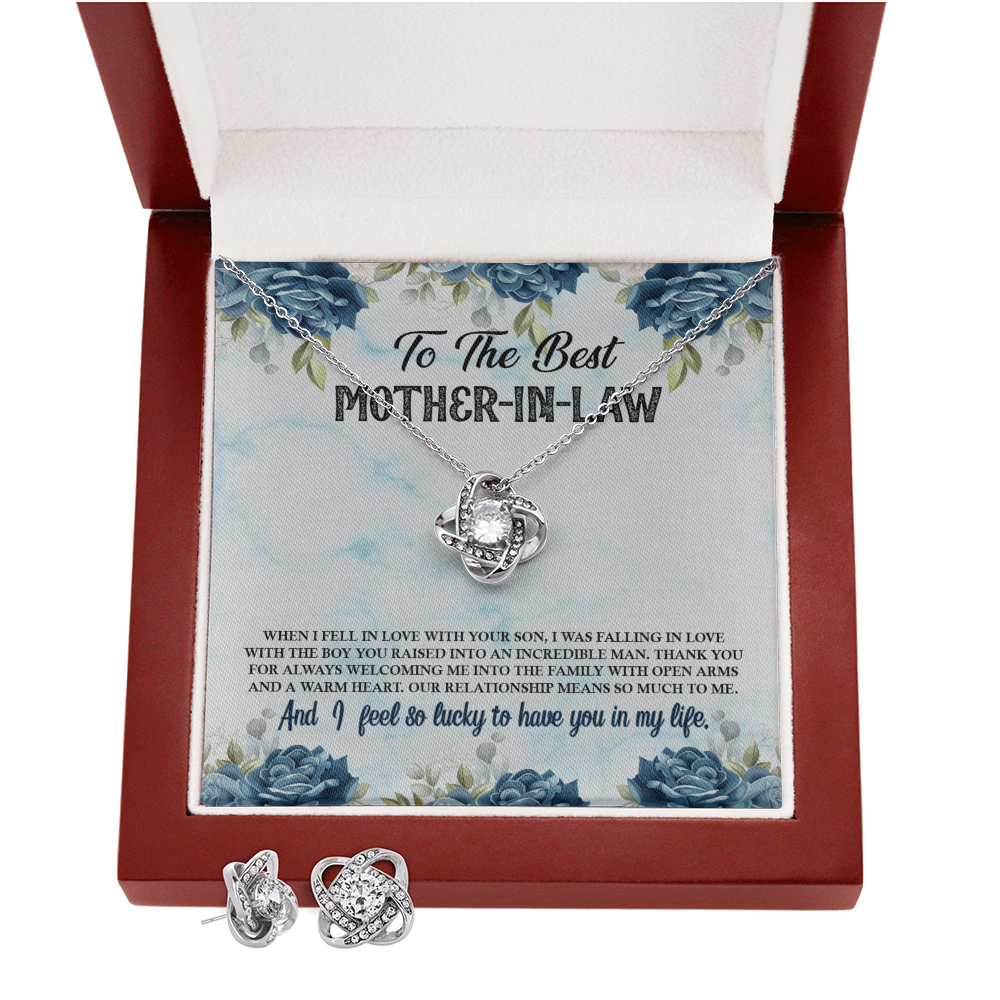 To Mother In Law - When I fell in love - Love Knot Necklace & Earring Set