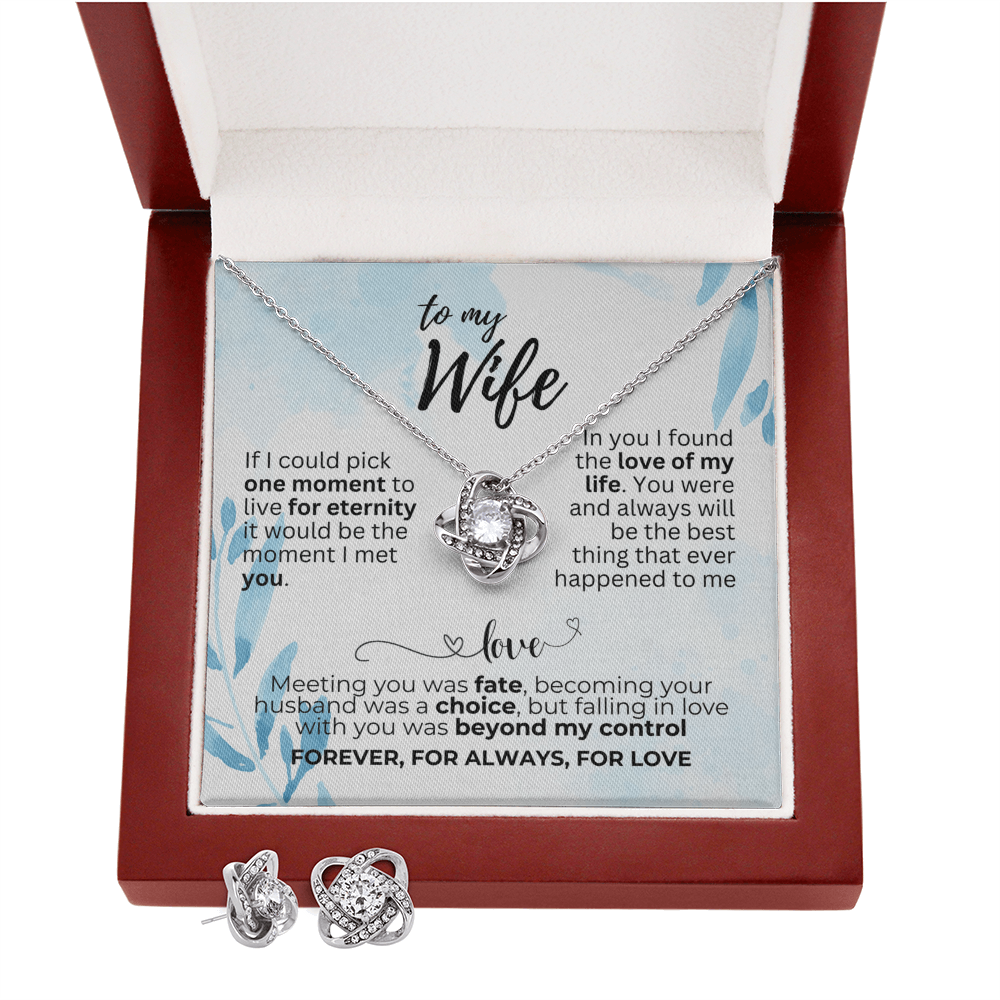 To Wife - If I could pick - Love Knot Necklace & Earring Set