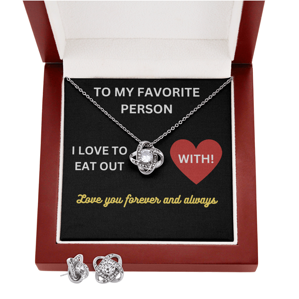 Love - My favorite person - Love Knot Necklace & Earring Set