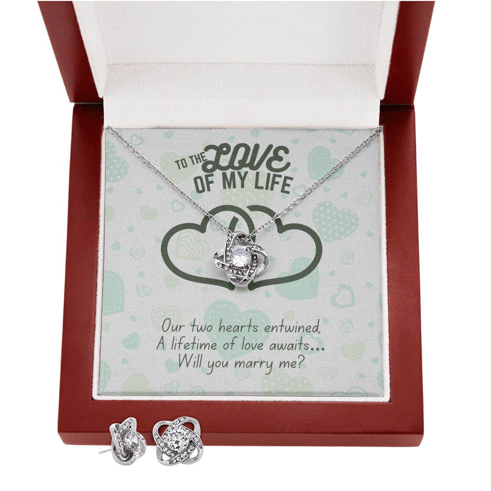 To the love of my life - Our two hearts - Love Knot Necklace & Earring Set