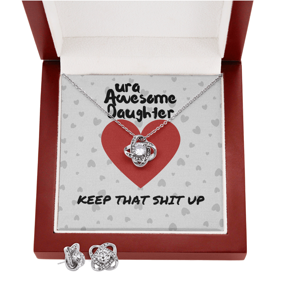 ura Awesome Daughter - Keep that - Love Knot Necklace & Earring Set