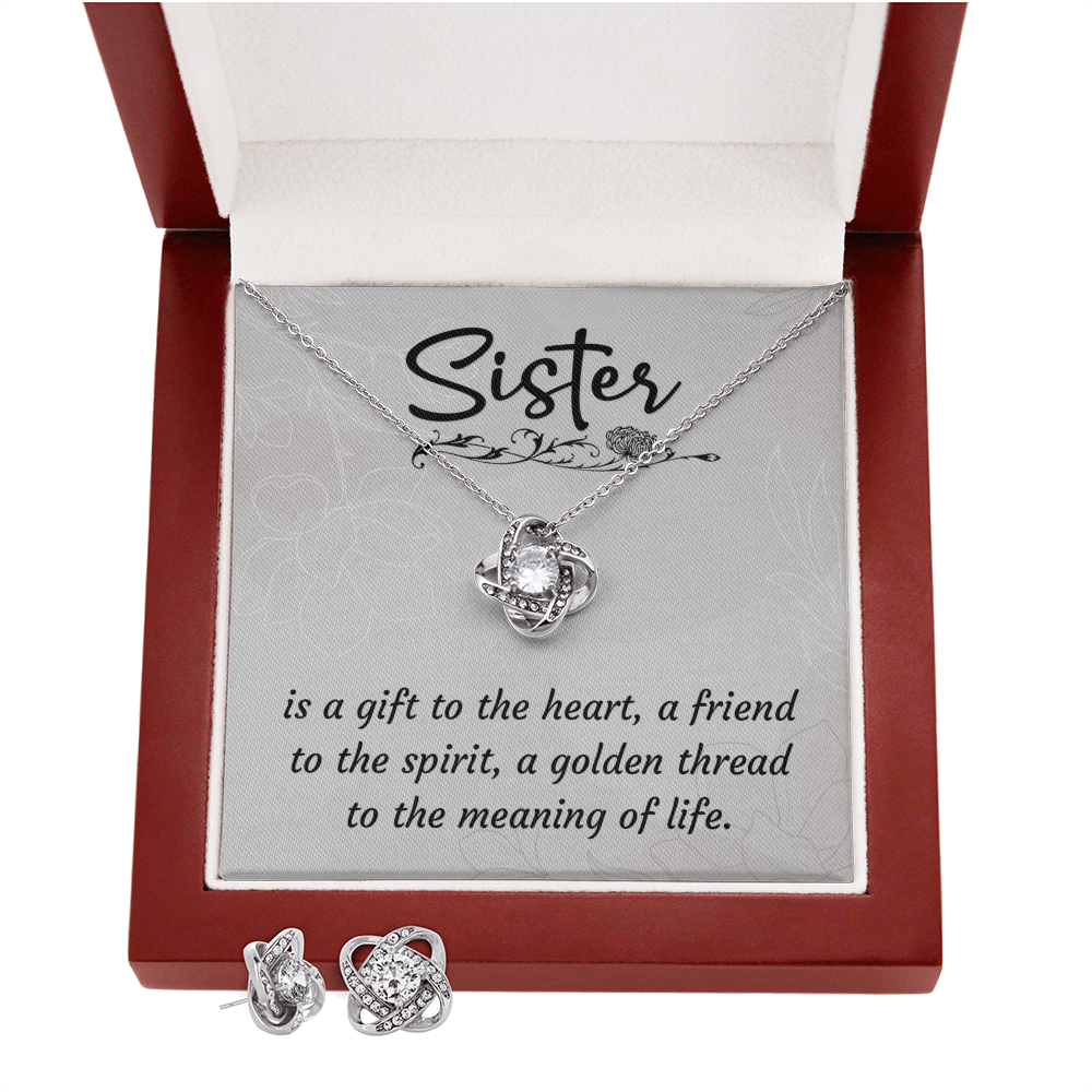To Sister - Is a gift - Love Knot Necklace & Earring Set
