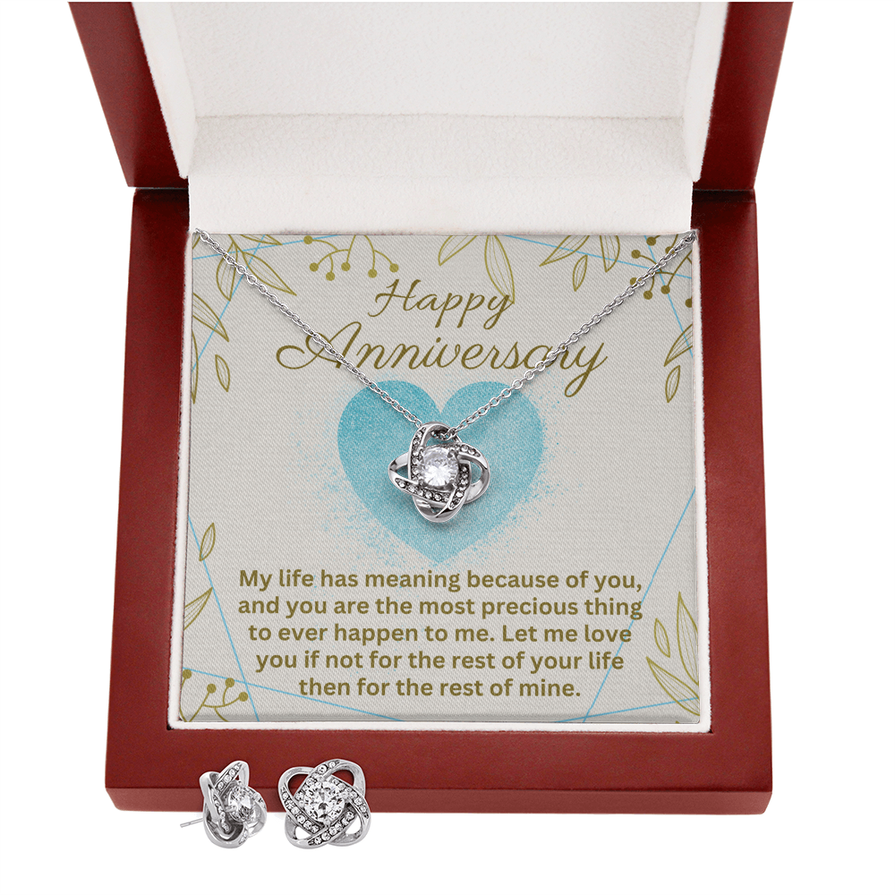 Anniversary - My life has meaning - Love Knot Necklace & Earring Set