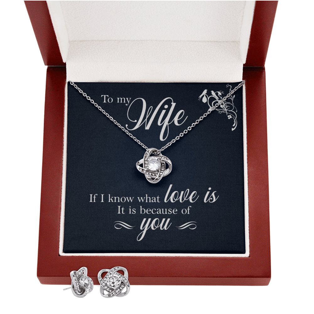To Wife - If I know - Love Knot Necklace & Earring Set