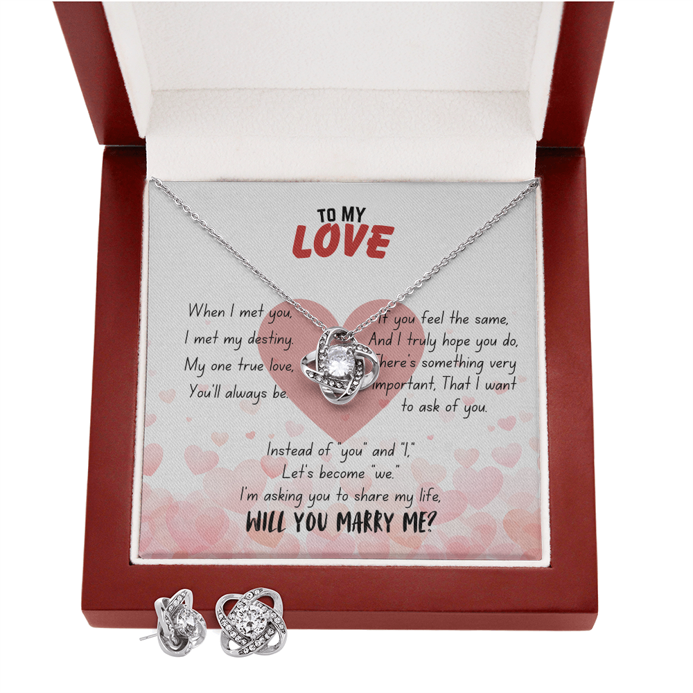 To my love - When I met you - Love Knot Necklace & Earring Set
