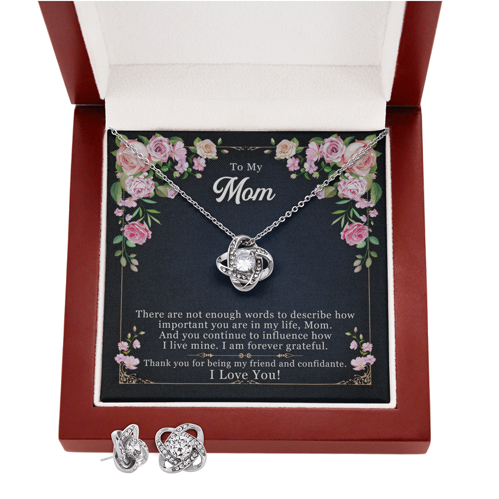 To Mom - There are not enough - Love Knot Necklace & Earring Set