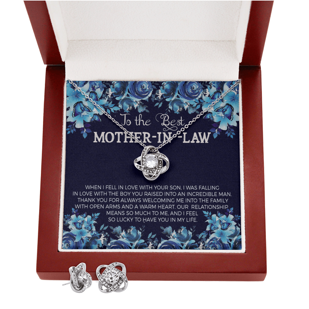 To Mother In Law - When I fell in love - Love Knot Necklace & Earring Set