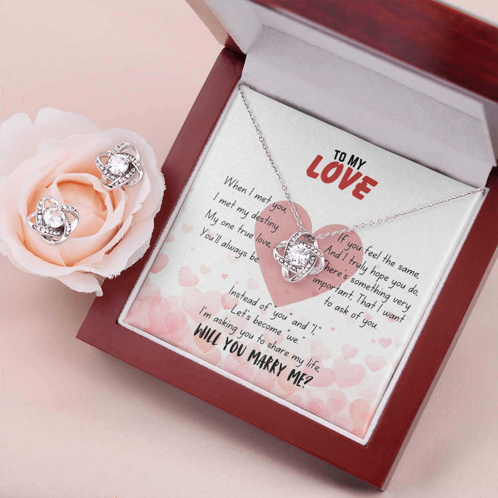 To my love - When I met you - Love Knot Necklace & Earring Set