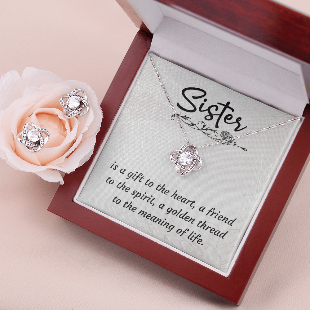 To Sister - Is a gift - Love Knot Necklace & Earring Set