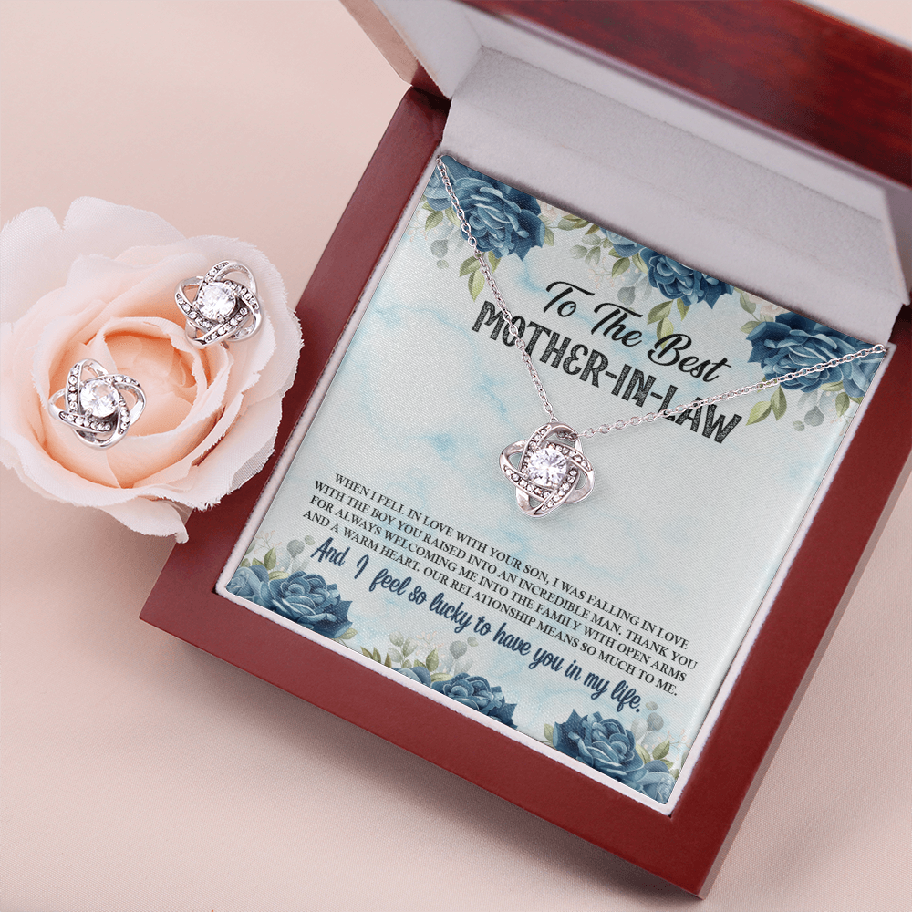 To Mother In Law - When I fell in love - Love Knot Necklace & Earring Set