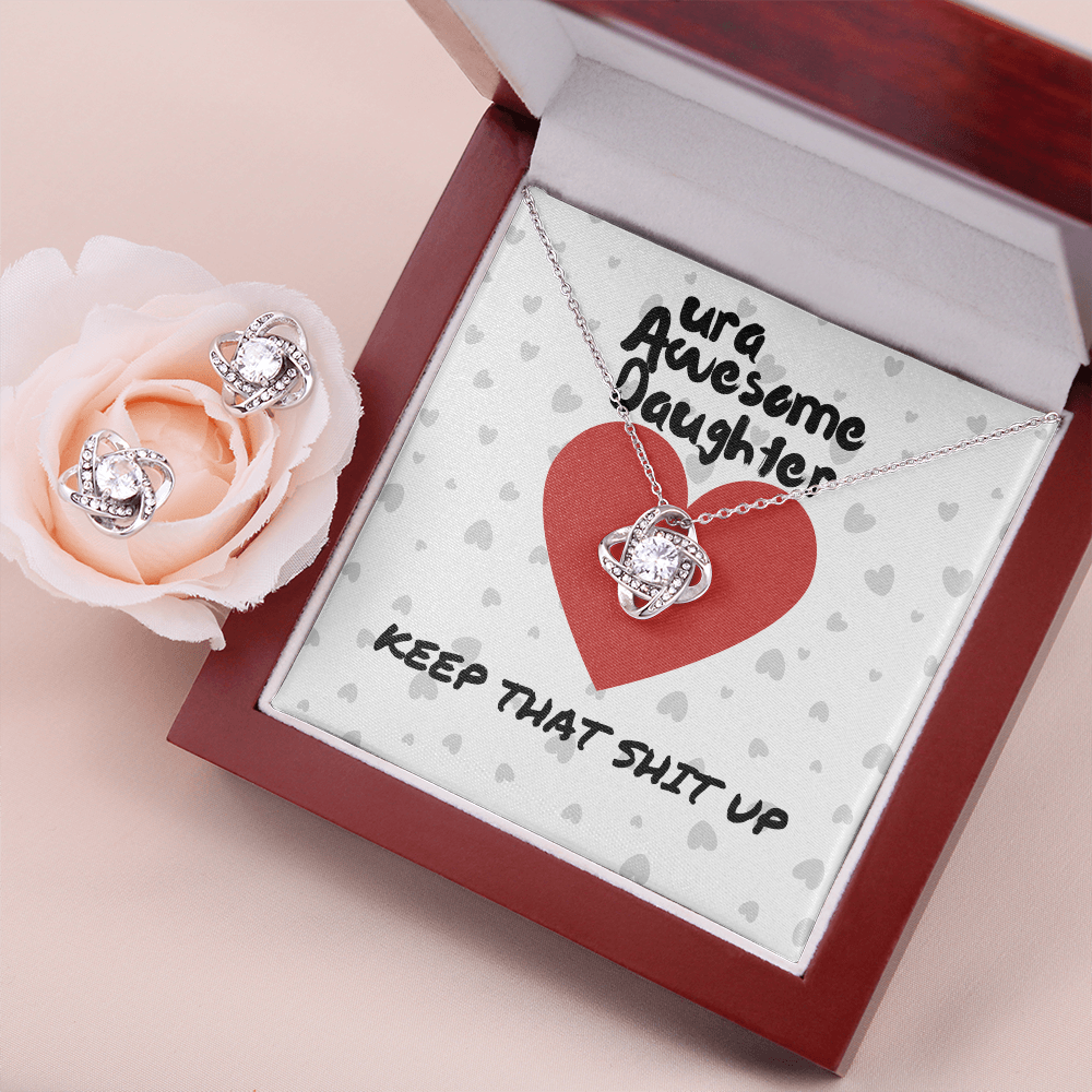 ura Awesome Daughter - Keep that - Love Knot Necklace & Earring Set