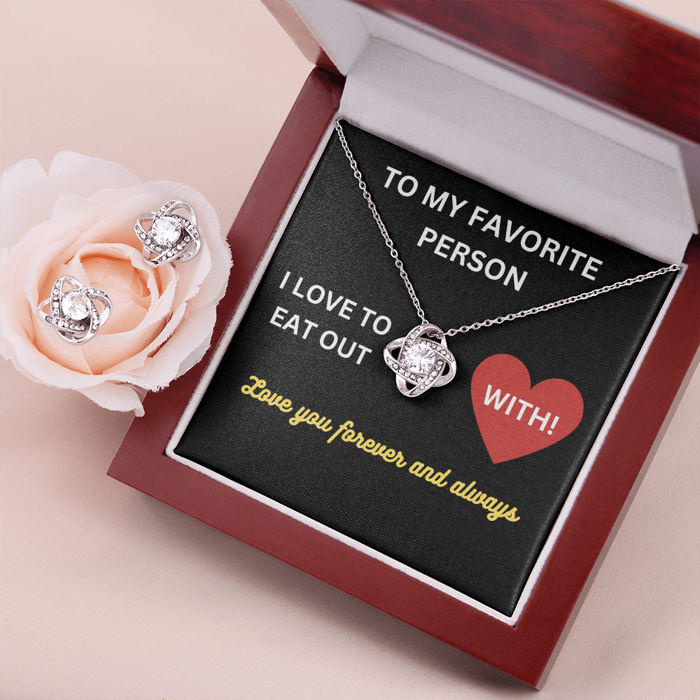 Love - My favorite person - Love Knot Necklace & Earring Set