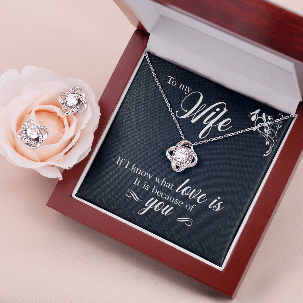 To Wife - If I know - Love Knot Necklace & Earring Set