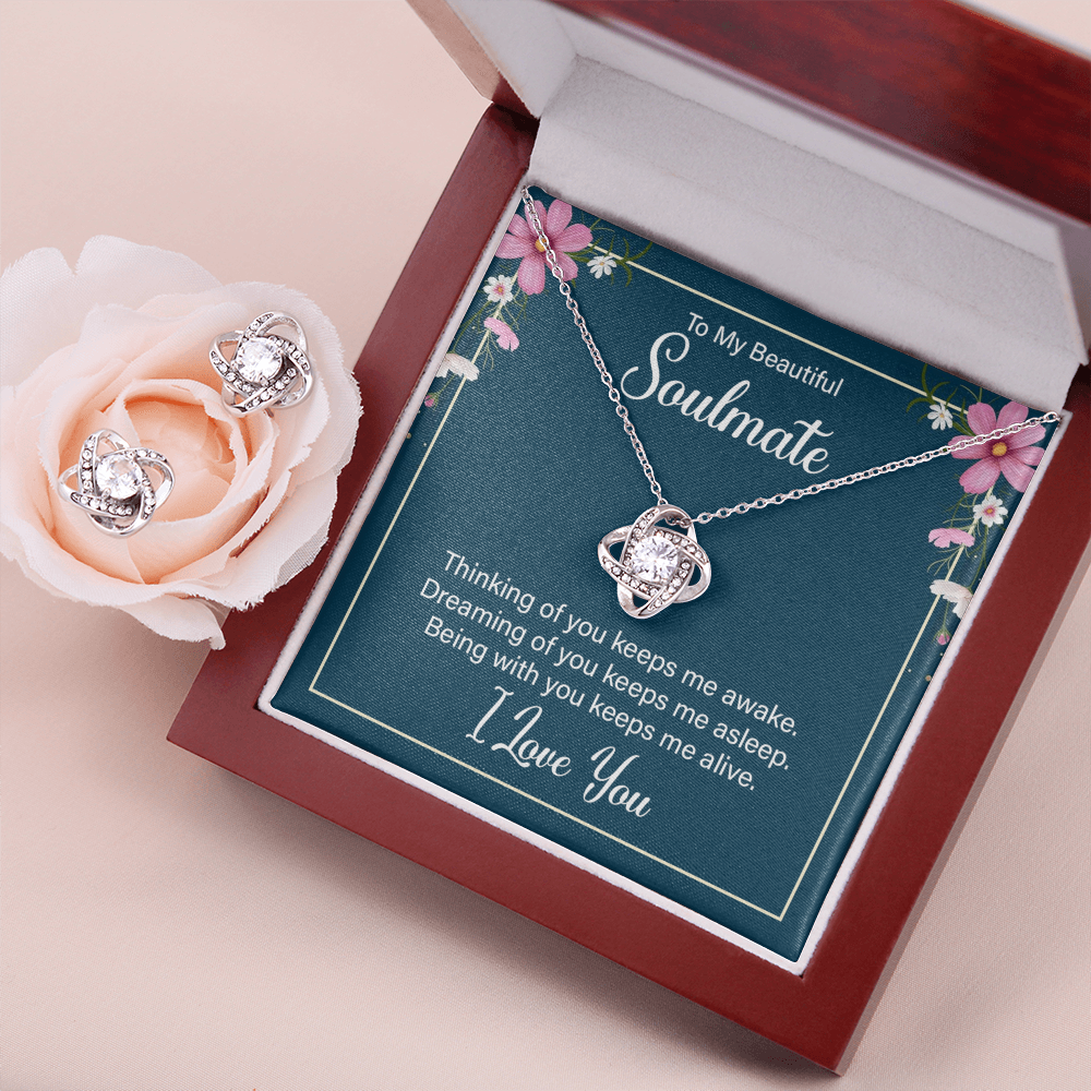 To Soulmate - Thinking of you - Love Knot Necklace & Earring Set