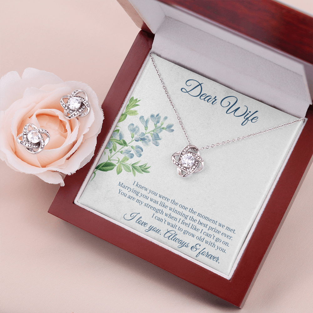 To Wife - I knew you were - Love Knot Necklace & Earring Set