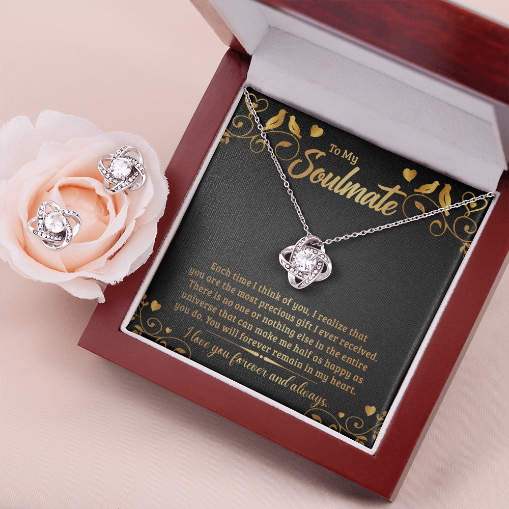 To Soulmate - Each time I think - Love Knot Necklace & Earring Set