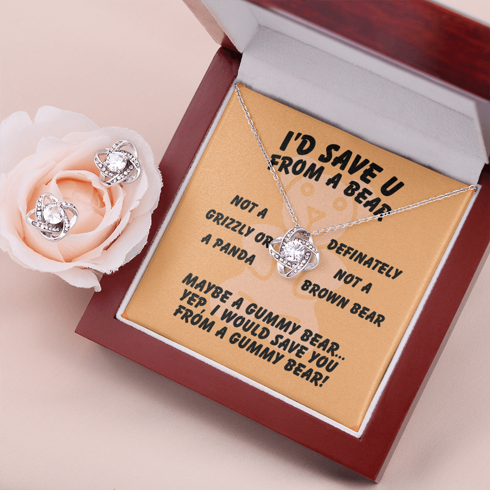 I'd save U - From a bear - Love Knot Necklace & Earring Set
