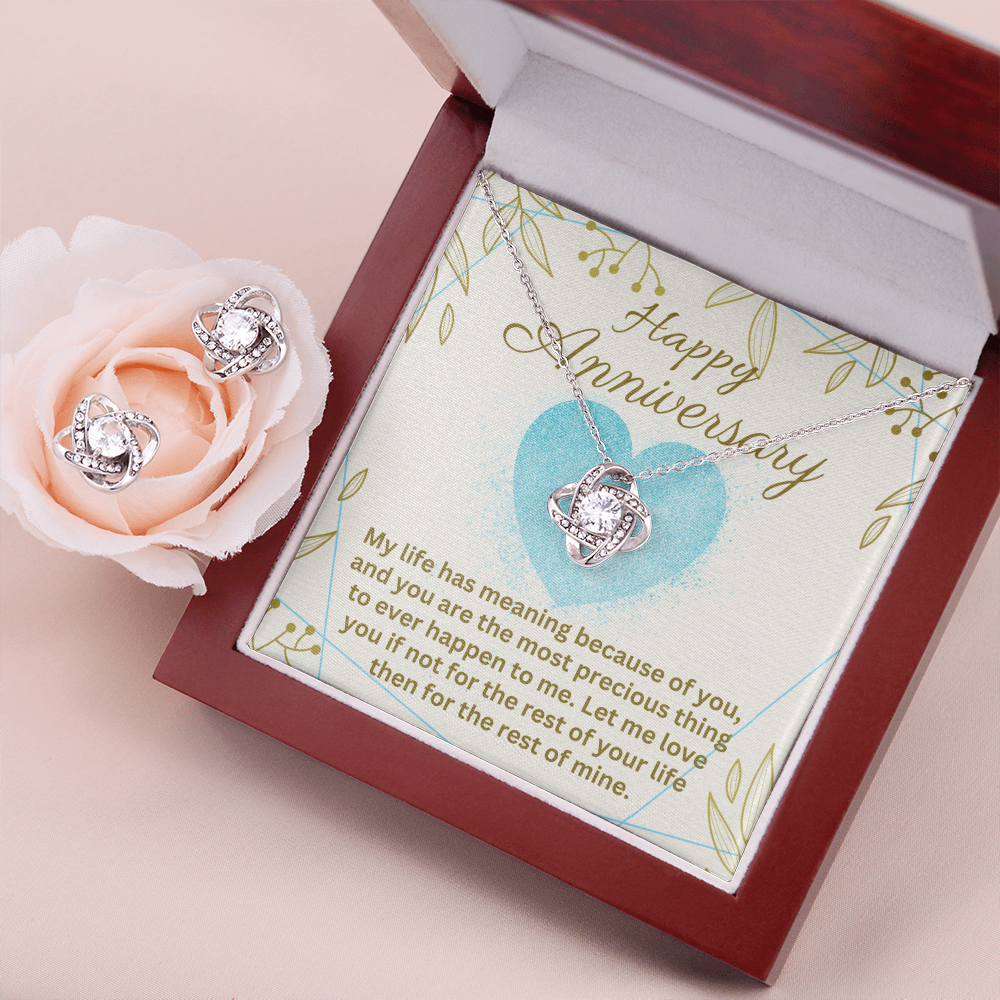 Anniversary - My life has meaning - Love Knot Necklace & Earring Set