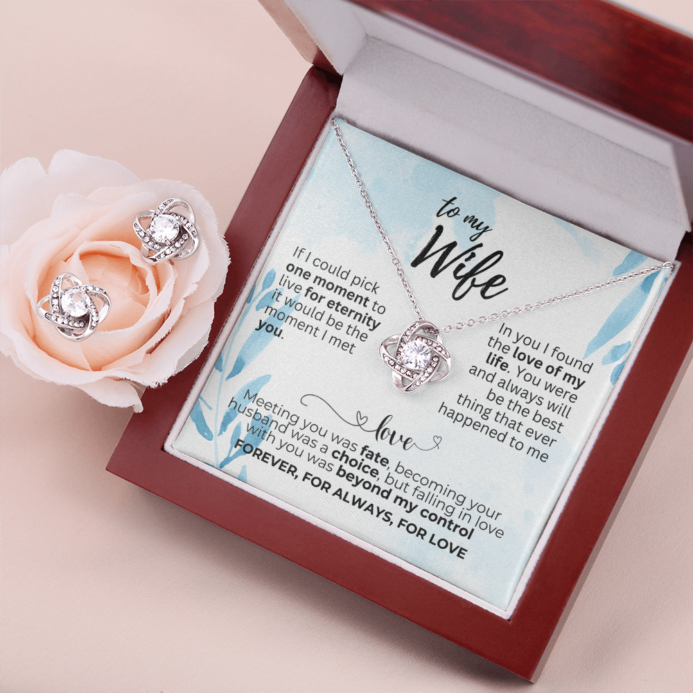 To Wife - If I could pick - Love Knot Necklace & Earring Set