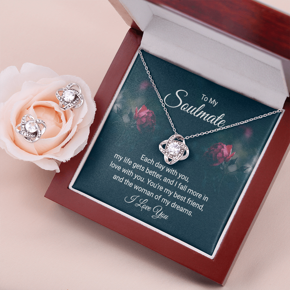 To Soulmate - Each day with you - Love Knot Necklace & Earring Set