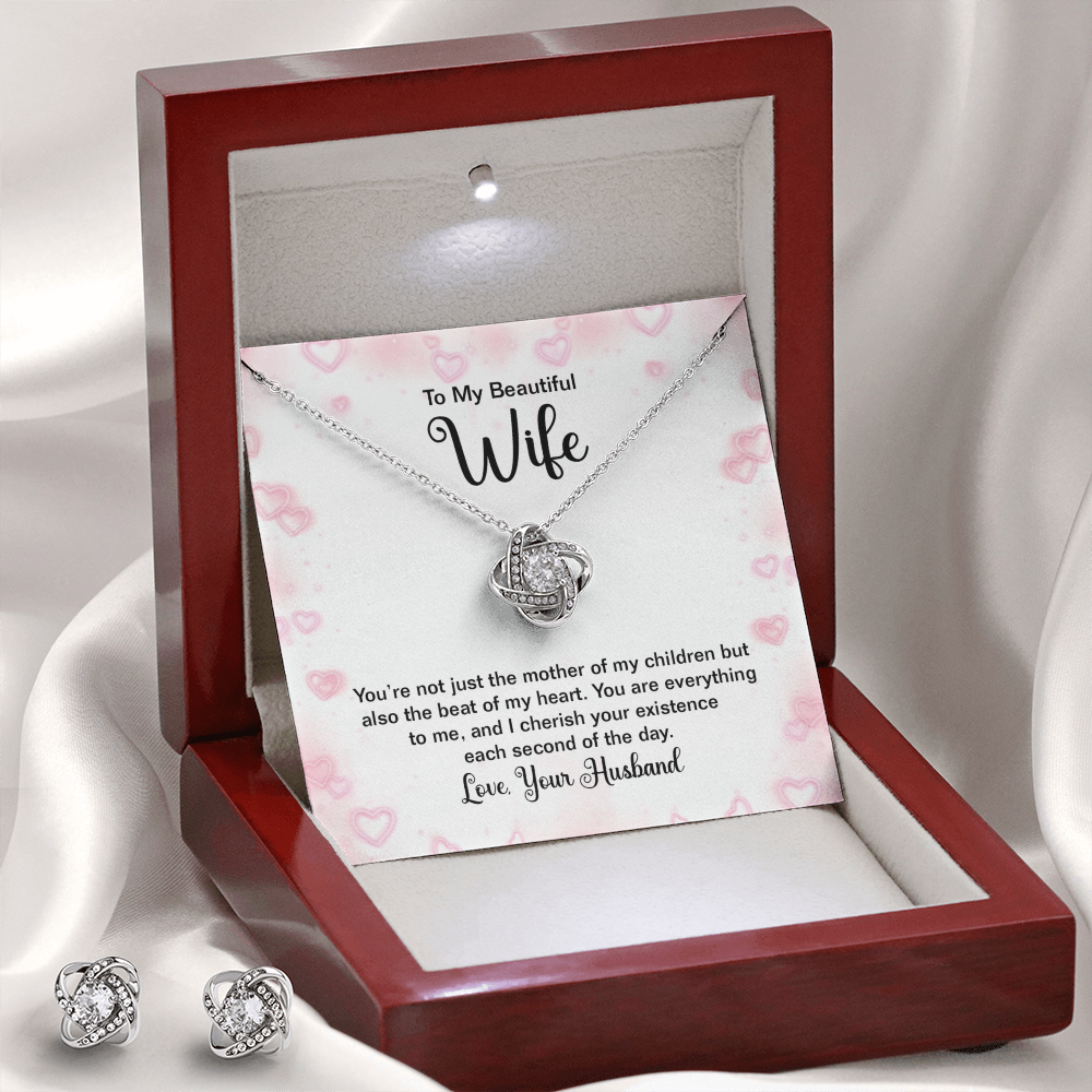To Wife - You're not just - Love Knot Necklace & Earring Set