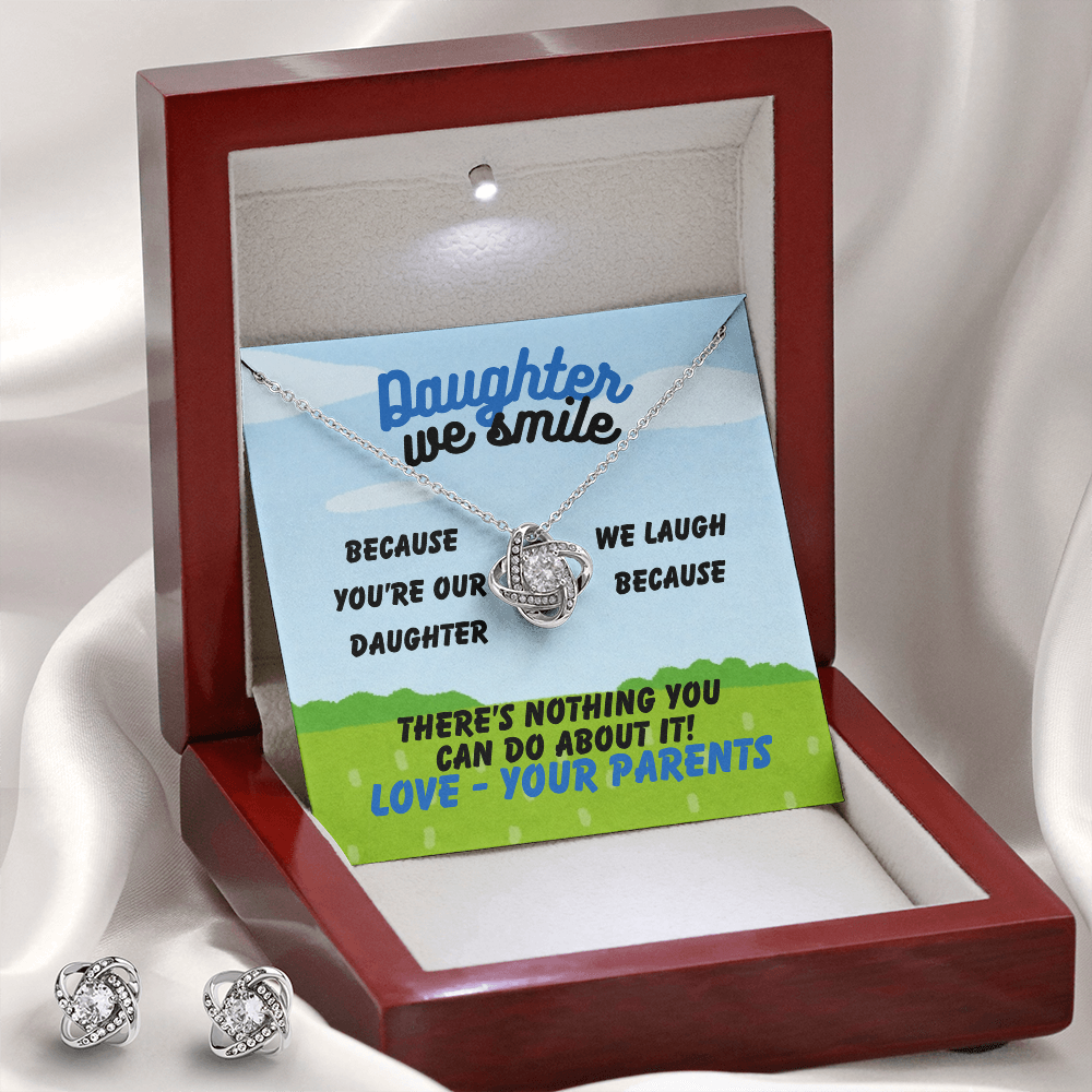 Daughter - Daughter we smile - Love Knot Necklace & Earring Set