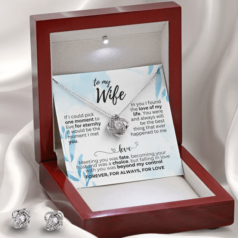 To Wife - If I could pick - Love Knot Necklace & Earring Set