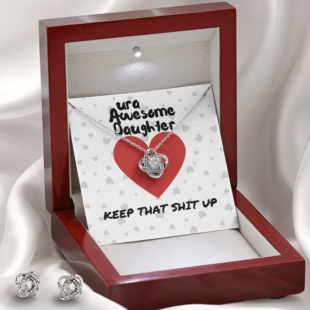 ura Awesome Daughter - Keep that - Love Knot Necklace & Earring Set